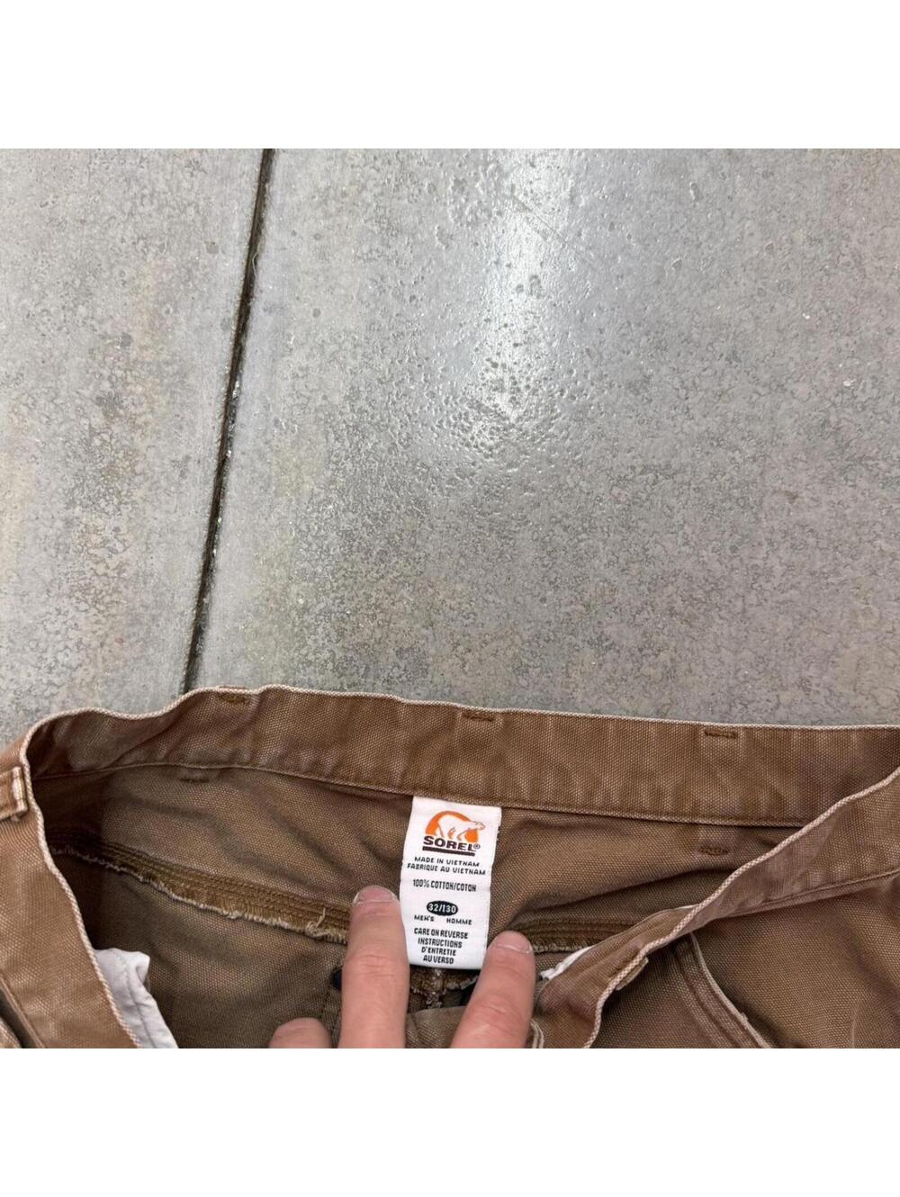 vintage sorel brown relaxed baggy fit double knee dungaree cargo pants 32 x 30 - Picture 3 of 4